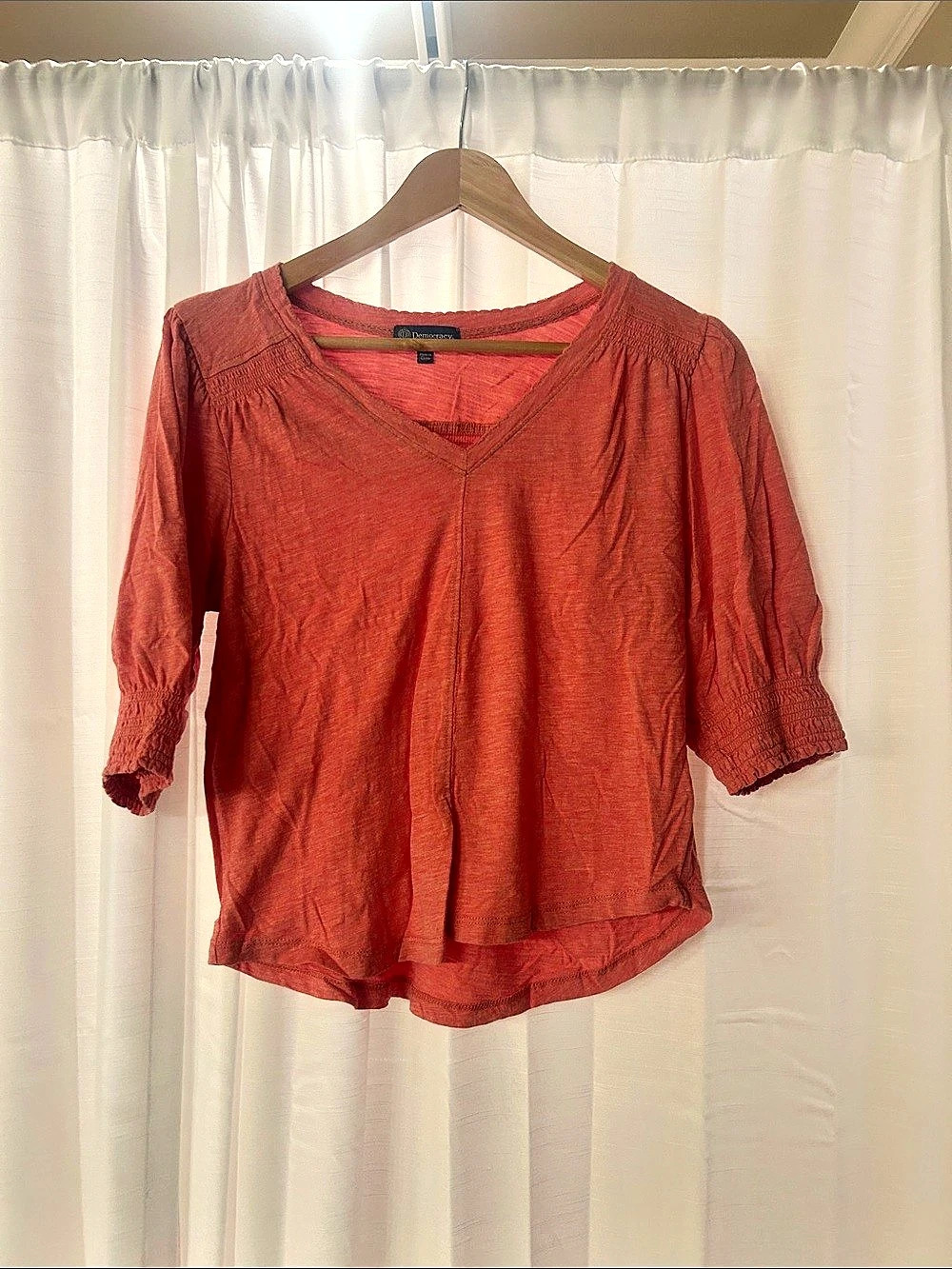 Democracy Orange 3/4 Sleeve Blouse
